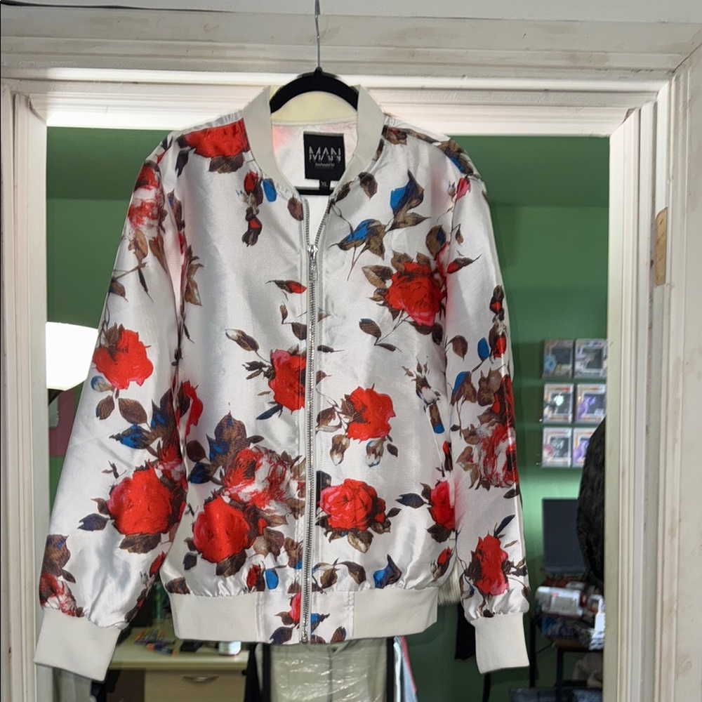 Floral Satin Bomber Jacket